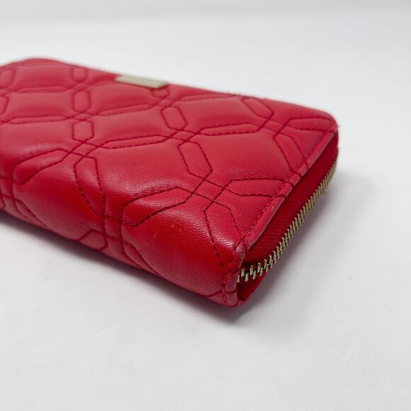 Kate Spade Red Leather Quilted Astor Court Neda Wallet Accordion Zip Around - Picture 7 of 15